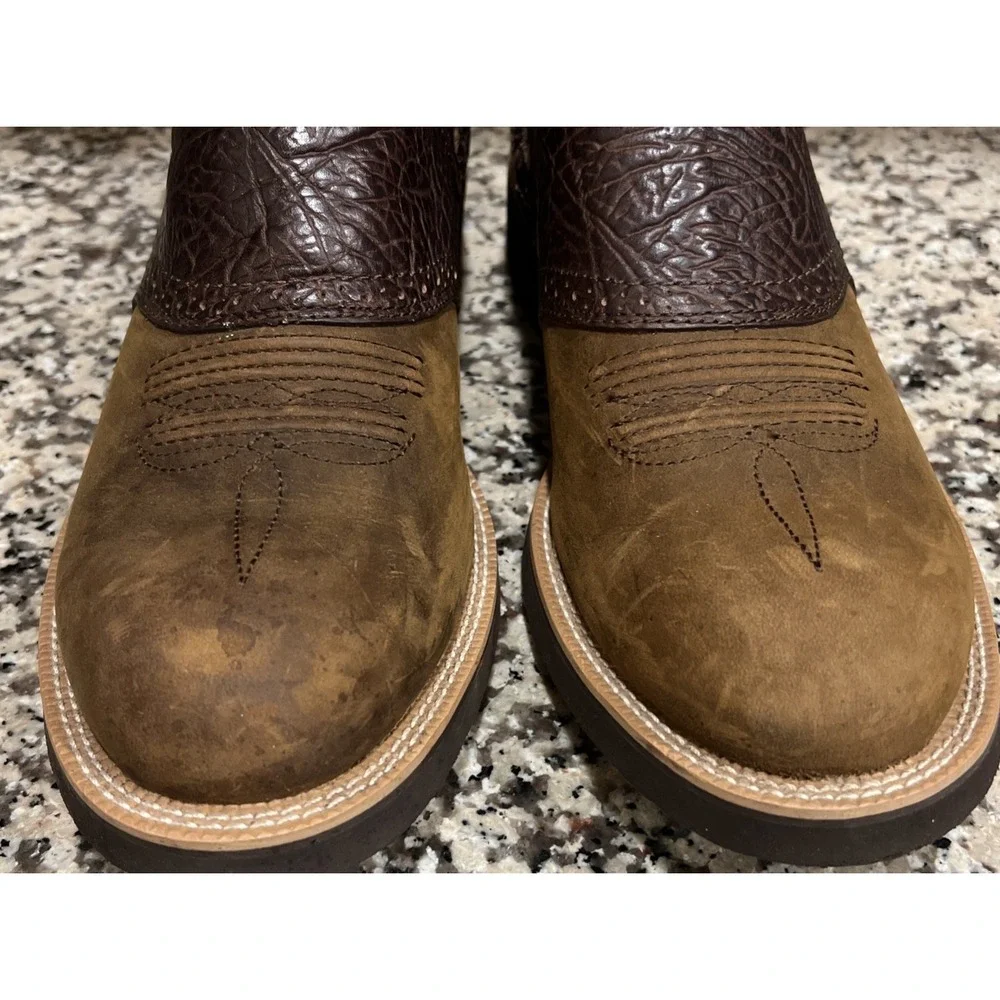Twisted X Cow Dog Slip-On Men Brown Leather Western Ankle Boots Size 12 MCD0002